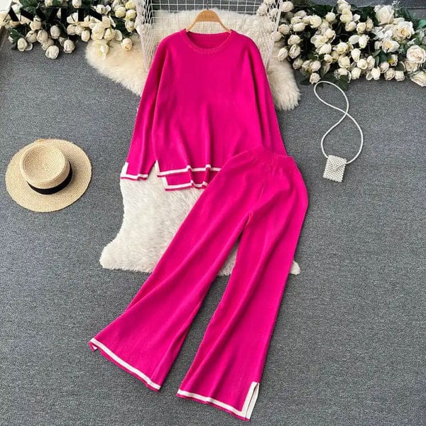 Women Casual Two Piece Set Outfits Office Lady Long Sleeve Elegant Loose Shirt And Pressed Pleated Long Wide legPants Autumn Set