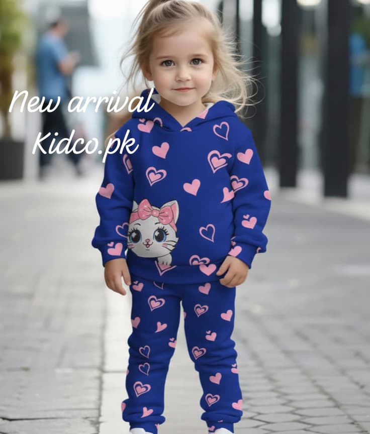 Charming Cat & Hearts Fleece Co-ord Set