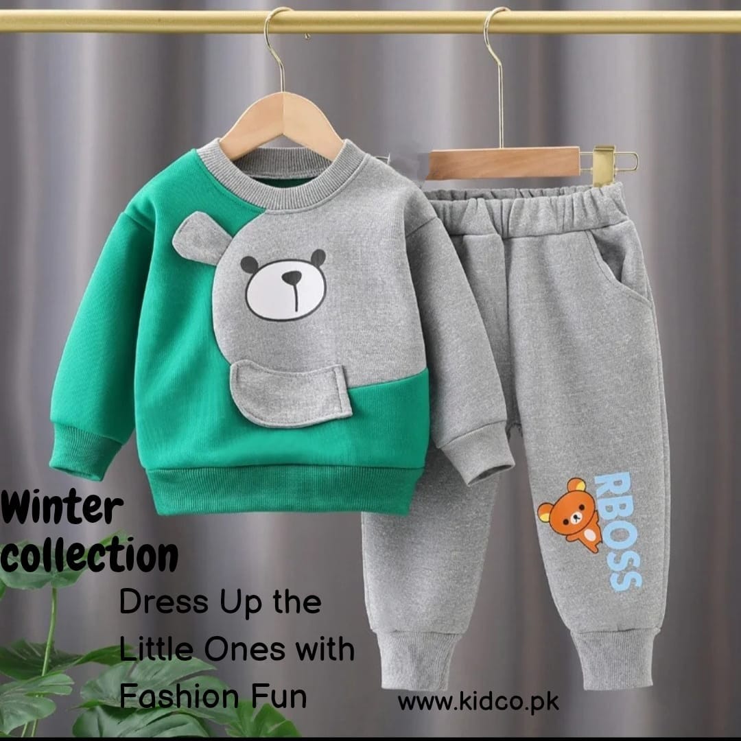 Green & Grey Boss Kids Sweatshirt & Pant