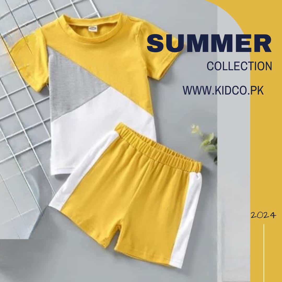 Yellow Panel T-shirt Shorts Set