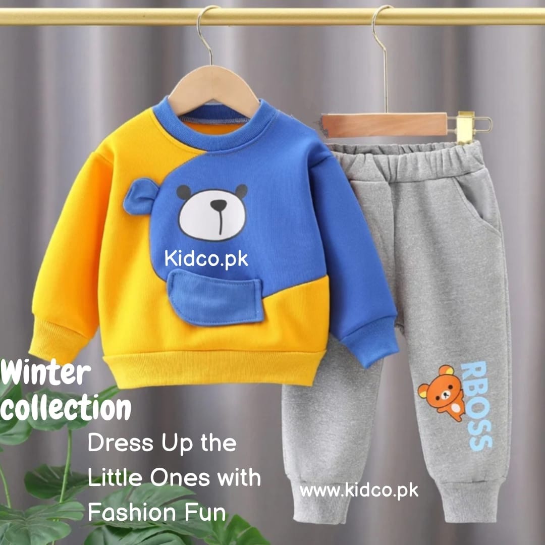 Yellow & Blue  Boss Kids Sweatshirt & Pant