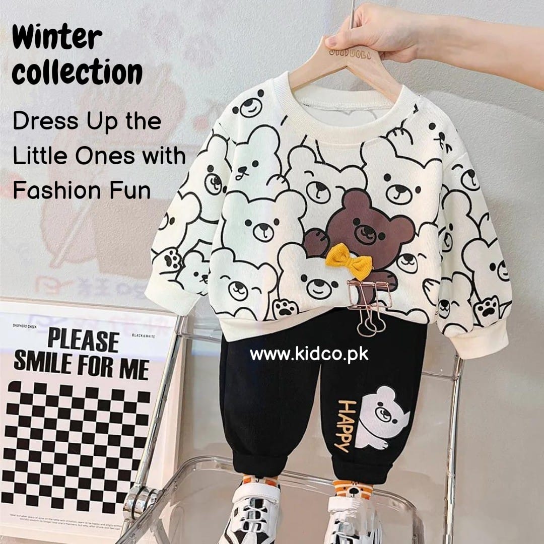 White & Brown Bunny Kids Sweatshirt & Pants