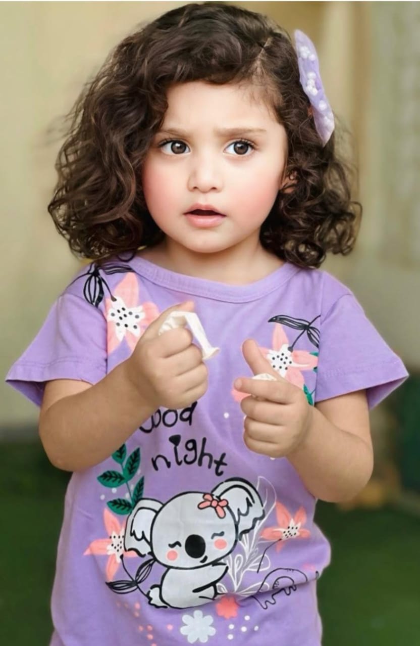 Purple Good night printed kids wear