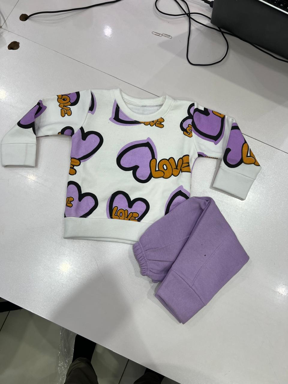 Love Heart Sweatshirt With Trouser For Kids