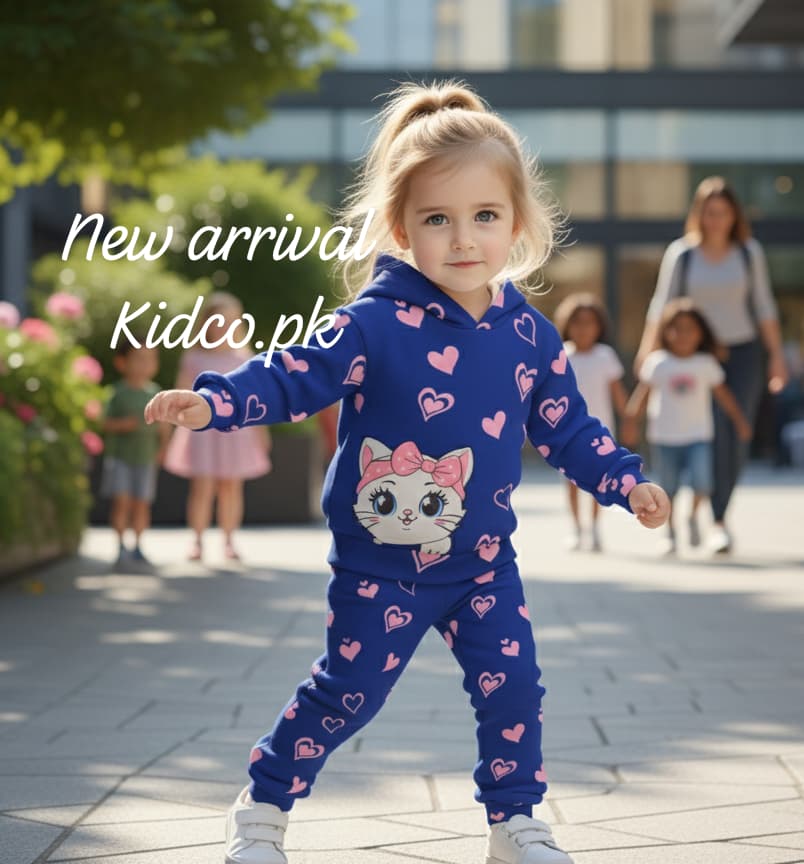 Charming Cat & Hearts Fleece Co-ord Set