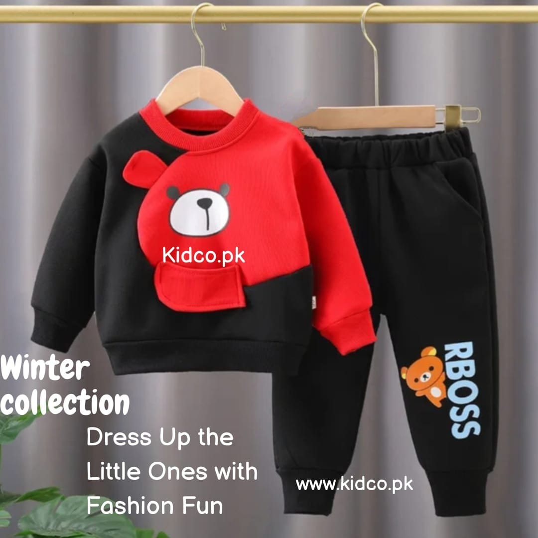 Black & Red Boss Kids Sweatshirt & Pant