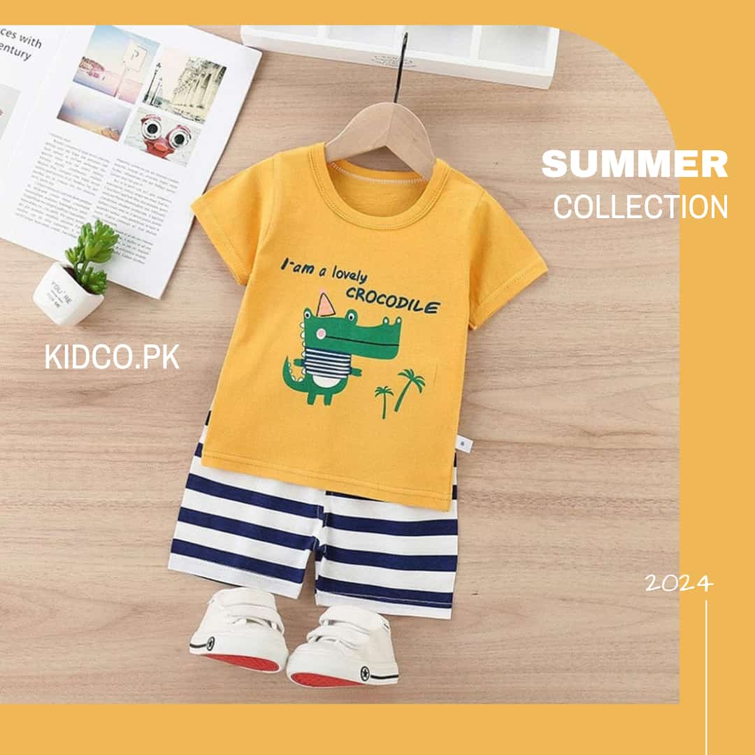 lovely crocodile Printed Kids Short Sleeve Kids Wear