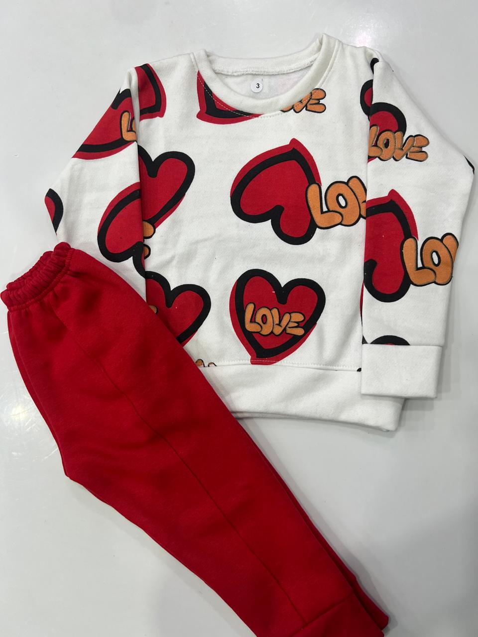 Love Heart Sweatshirt With Trouser For Kids