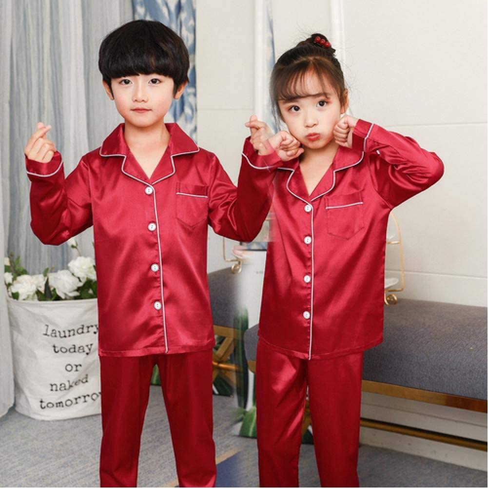 Red Kids Silk Pajamas Set